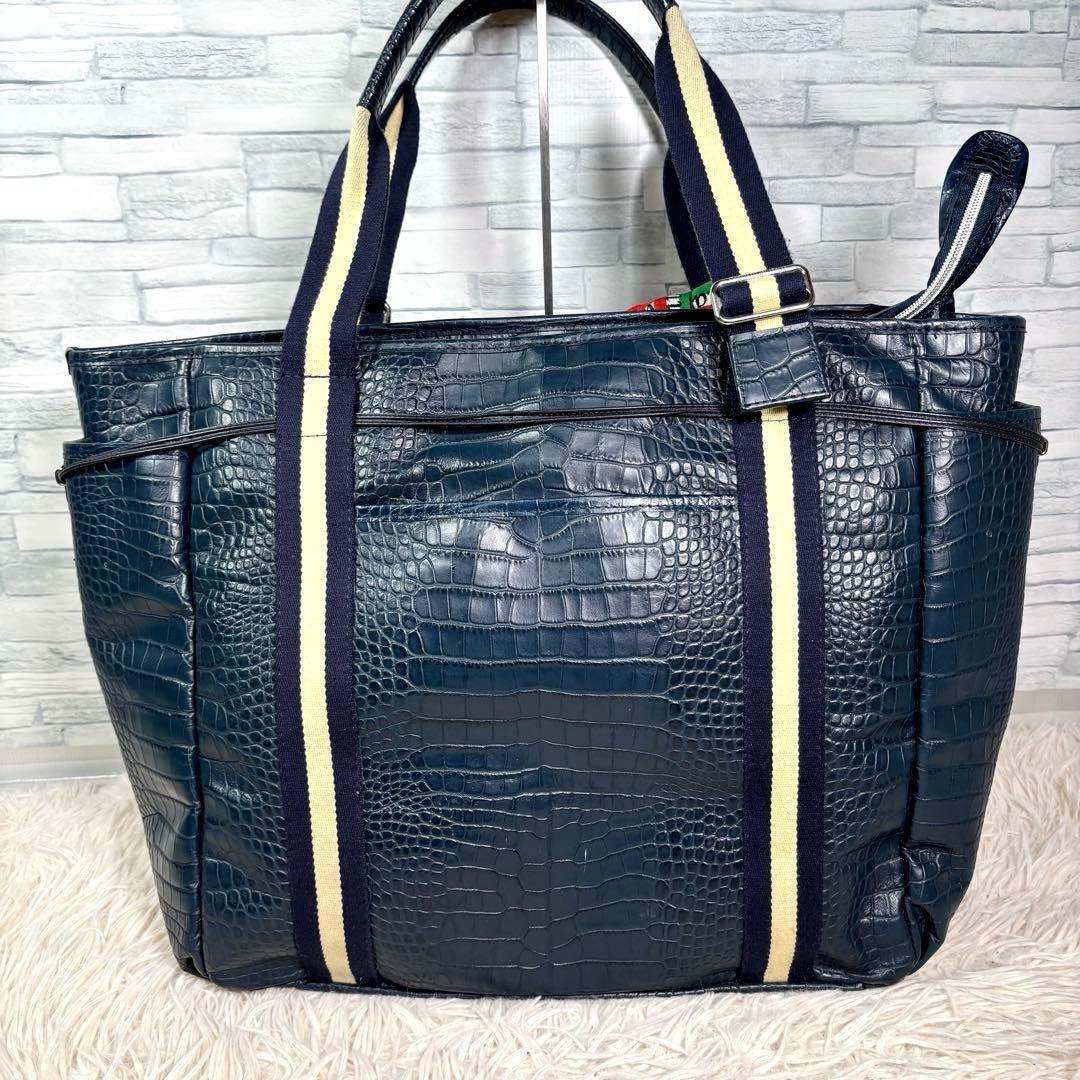ちびじゅん様　オロビアンコ　トートバッグ　クロコ型押し　ネイビー　大容量ビジネス