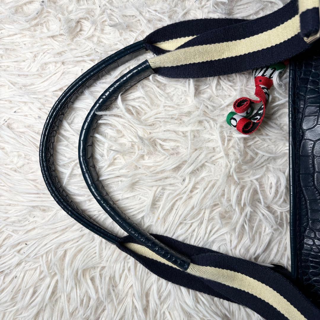 ちびじゅん様　オロビアンコ　トートバッグ　クロコ型押し　ネイビー　大容量ビジネス