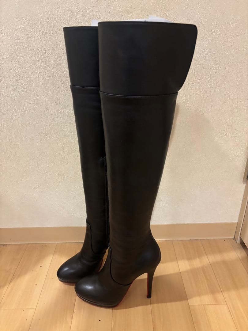 美品ほぼ新品未使用COMEX ブラック×レッド ニーハイブーツ 高ヒール 箱付き