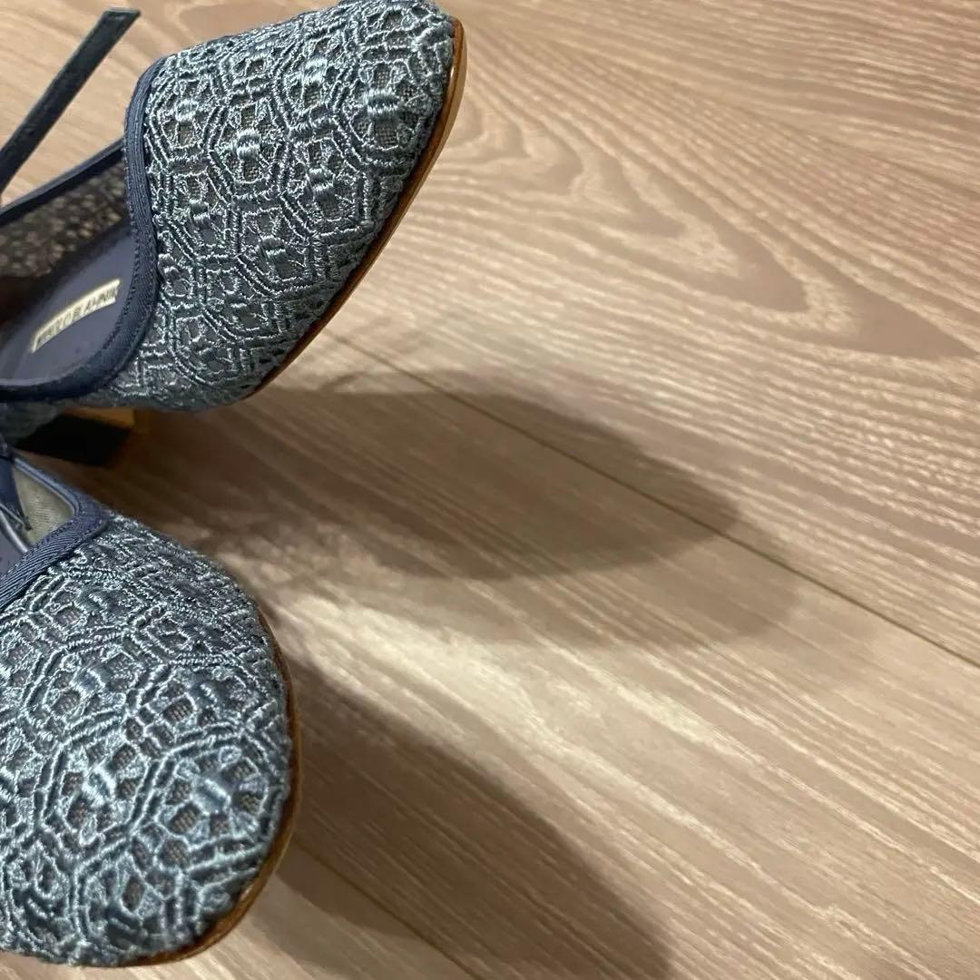 マノロブラニク未使用レースパンプス38ブルー金子綾さん大草直子さん愛用ブランド