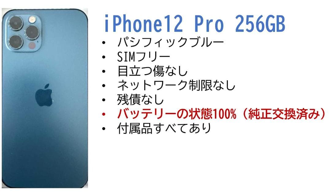 【美品】iPhone 12Pro 256GB バッテリー100%