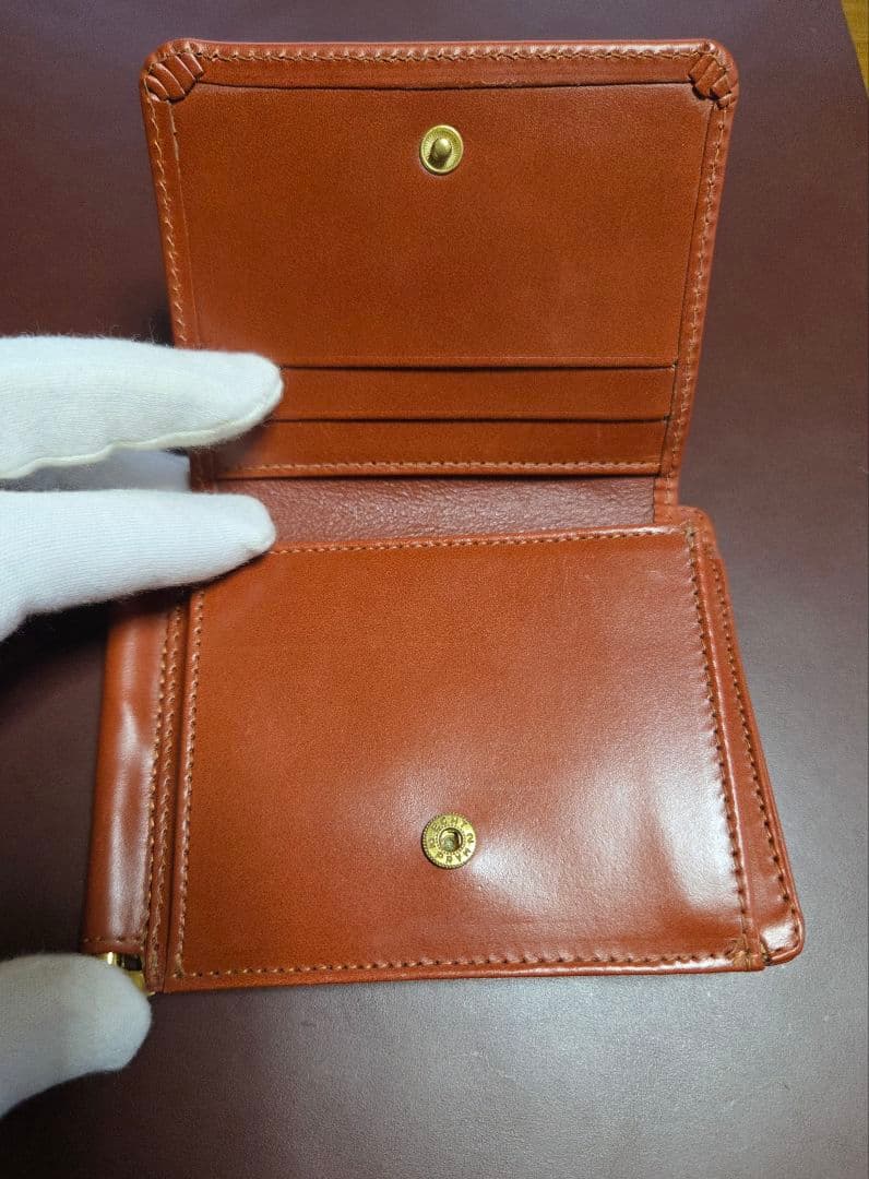 美品 GLEN マネークリップ オックスフォードタン 保存袋付き