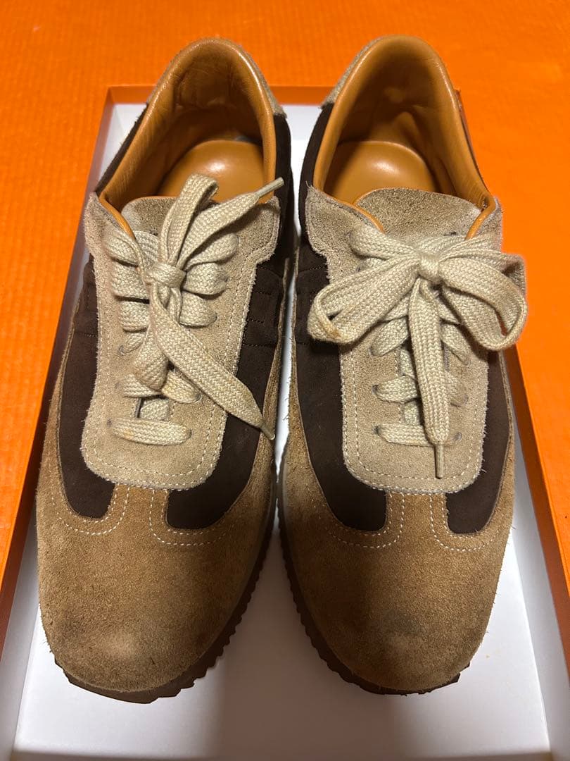 パ*ク様 中古HERMESベージュ/ブラウン スエード スニーカー