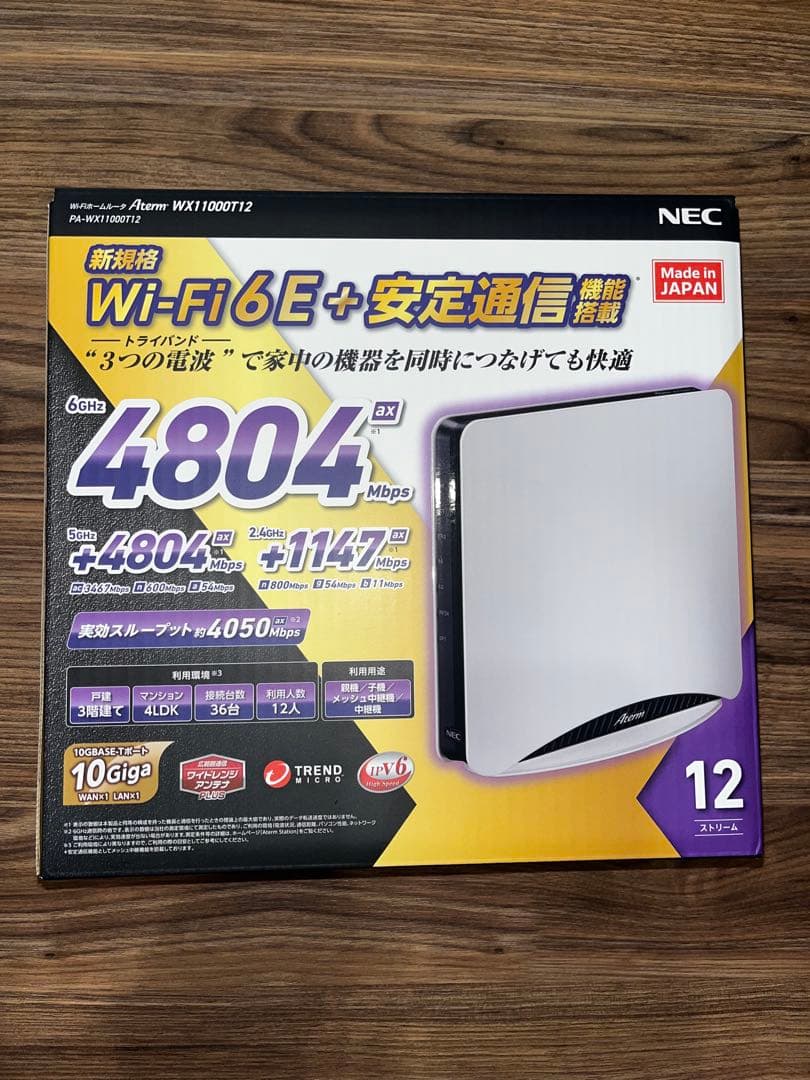 【未使用品】NEC Aterm WX11000T12 10Gbps 対応