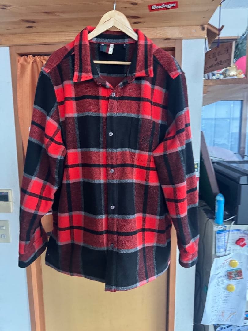 Kith レッド ブラック ネルシャツ XXL