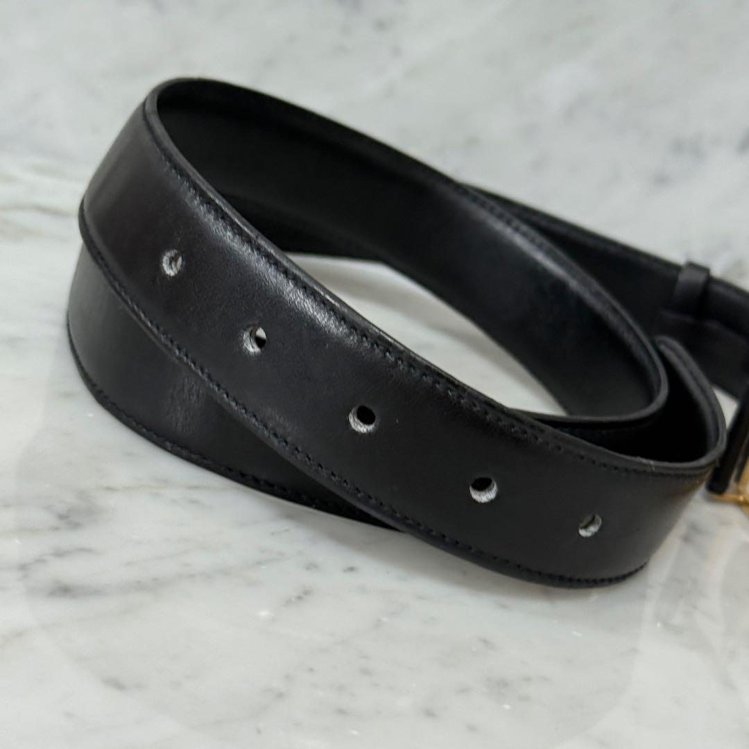 90s CELINE セリーヌ ベルト ホースキャリッジ ゴールド ブラック 革