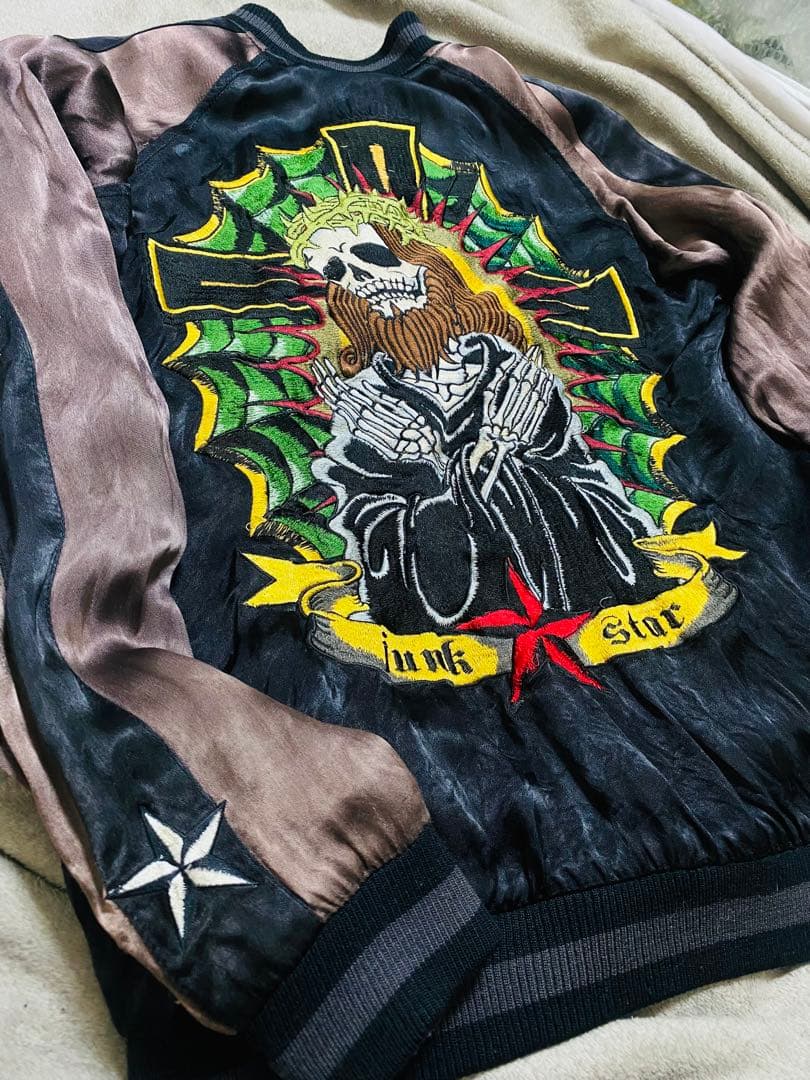 JUNK STAR 日本　限定版　スカジャン サテン　vintage 2面使う