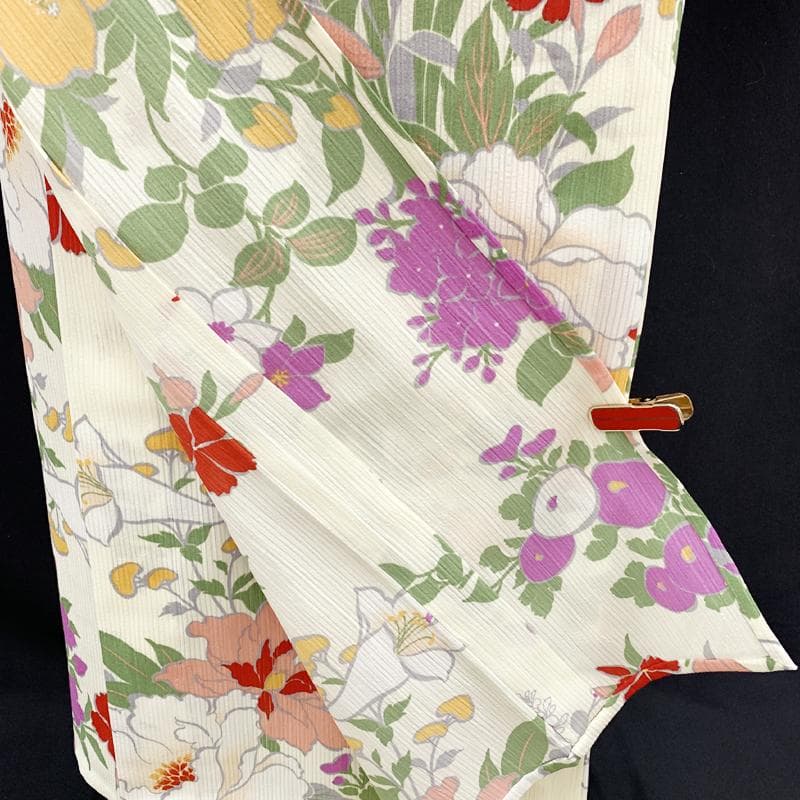 ●【最終値下げ】409mk16●ふりふ 洗える夏着物 浴衣 単衣としても 牡丹