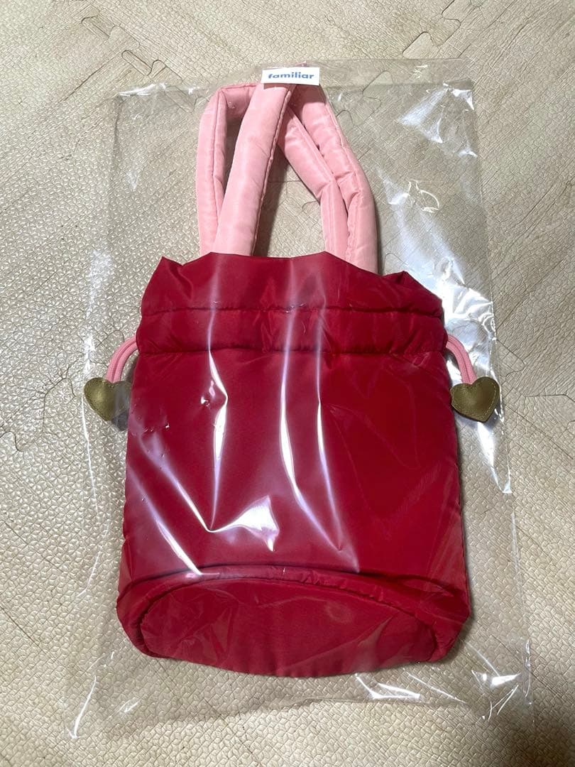 新品　ファミリア　バレンタイン　巾着バッグ　レッド　完売