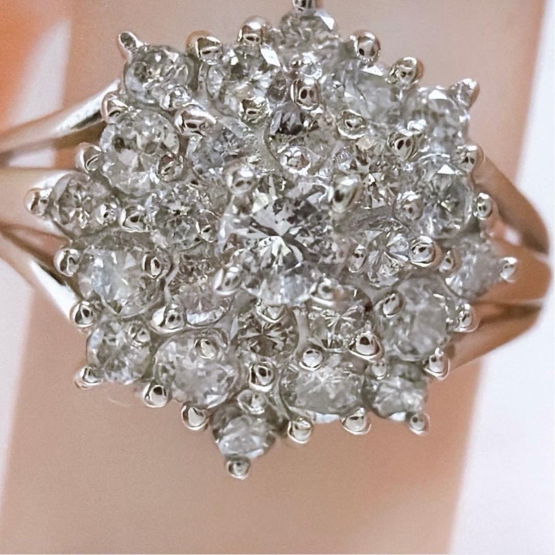 【5235】 天然ダイヤモンド 0.5ct プラチナ フラワー 9.5〜10号