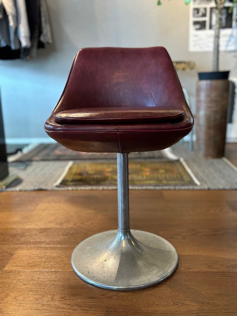 BARカウンターチェアバーガンディ 回転 スツール椅子