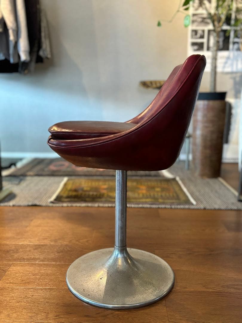 BARカウンターチェアバーガンディ 回転 スツール椅子