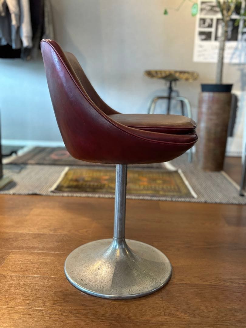 BARカウンターチェアバーガンディ 回転 スツール椅子