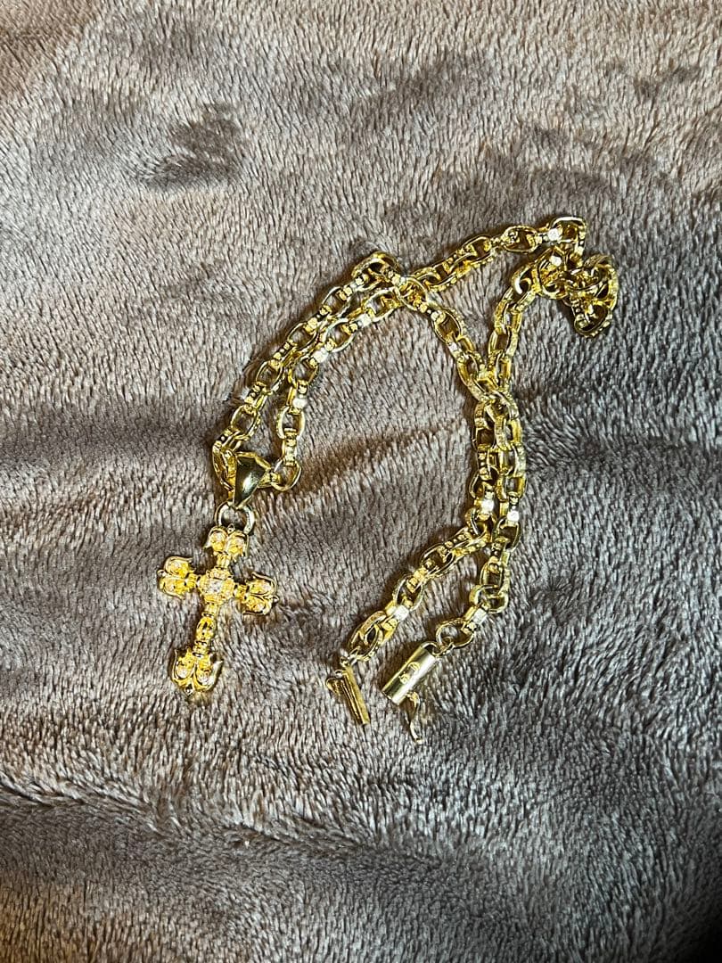 クロスネックレス　22kコーティング　925刻印　ゴールド　 ペーパーチェーン