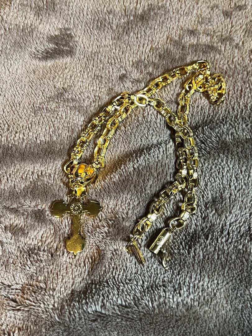 クロスネックレス　22kコーティング　925刻印　ゴールド　 ペーパーチェーン