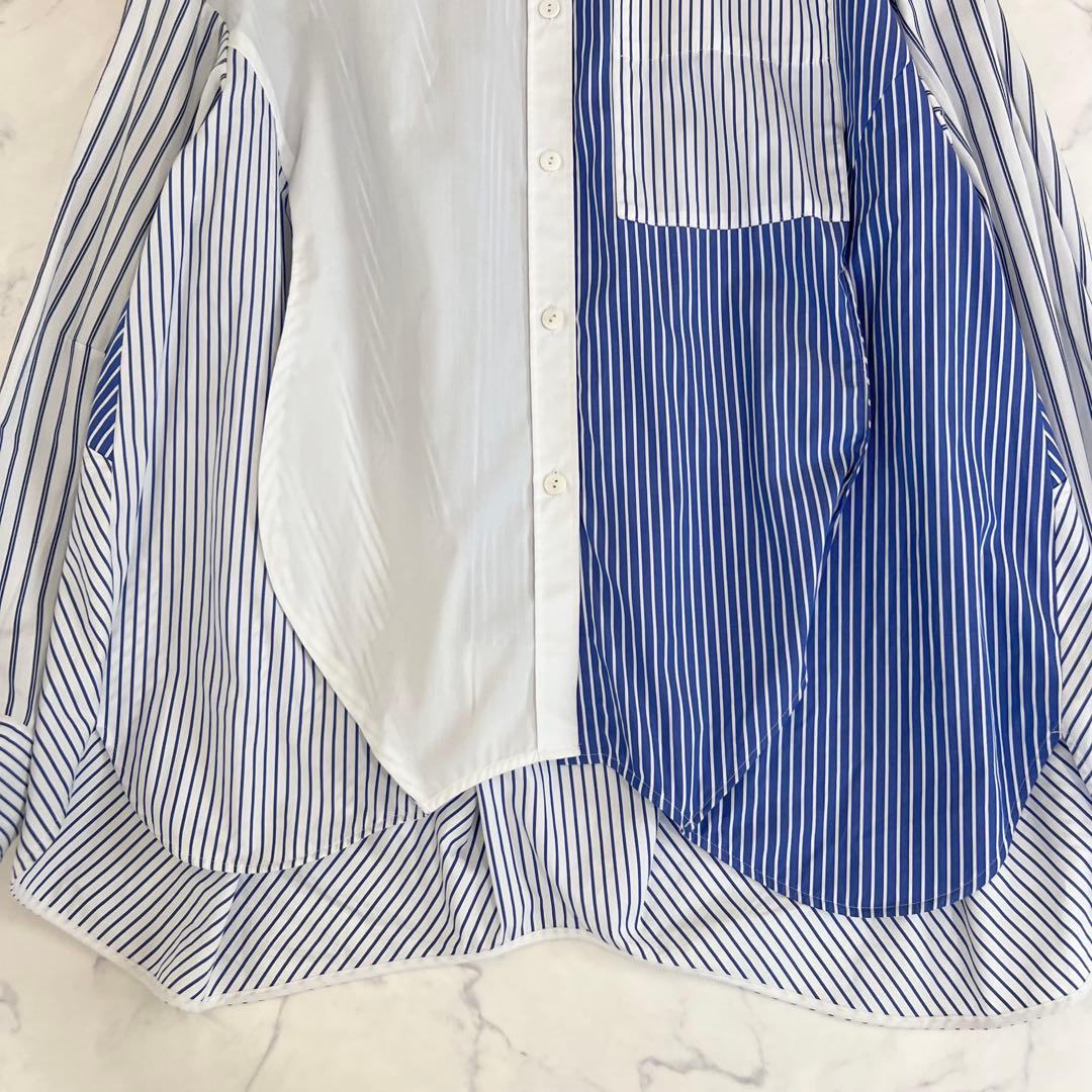 nagonstans Stripe MIX egg ドレープ SH シャツ