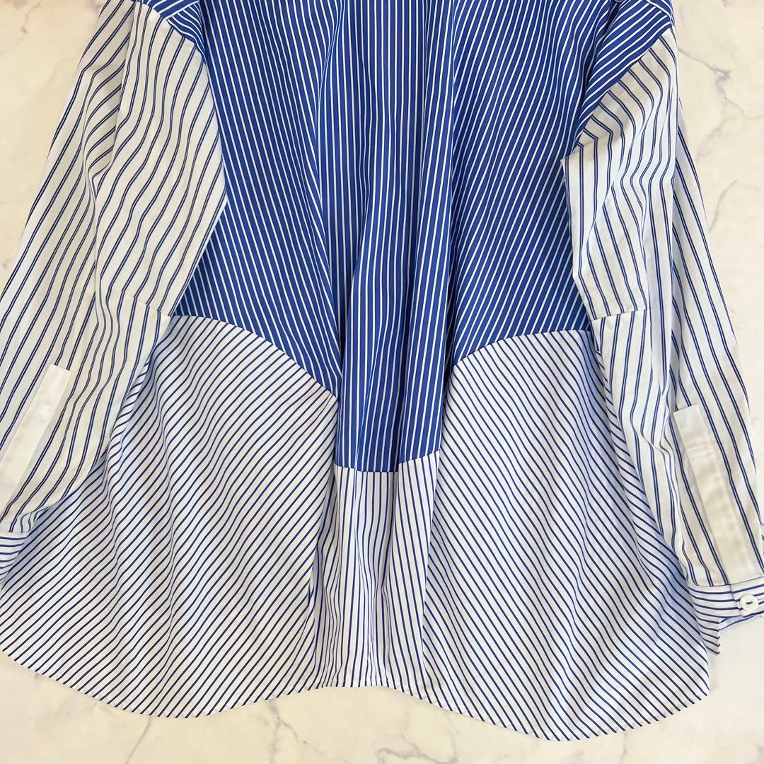 nagonstans Stripe MIX egg ドレープ SH シャツ