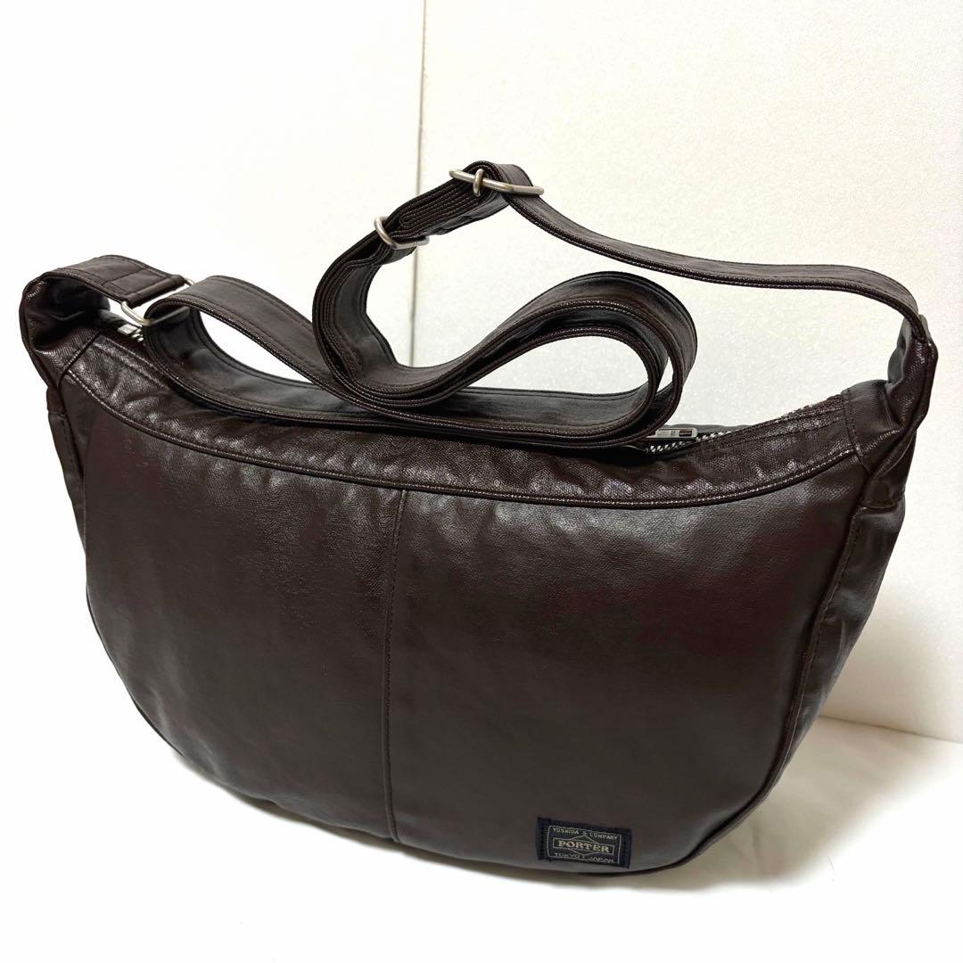 極美品✨ポーター フリースタイル ショルダーバッグ ハーフムーン ブラウン