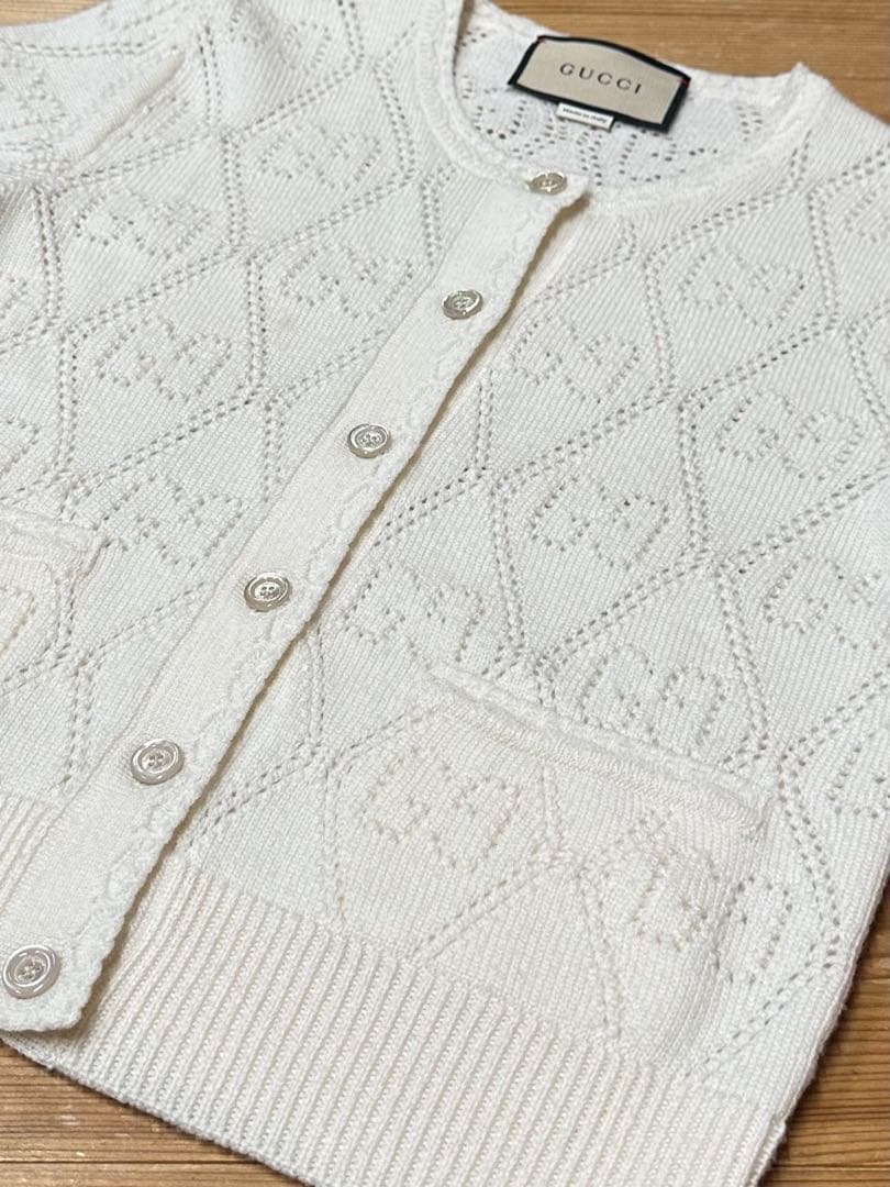 GUCCI ホワイト レース編み カーディガン