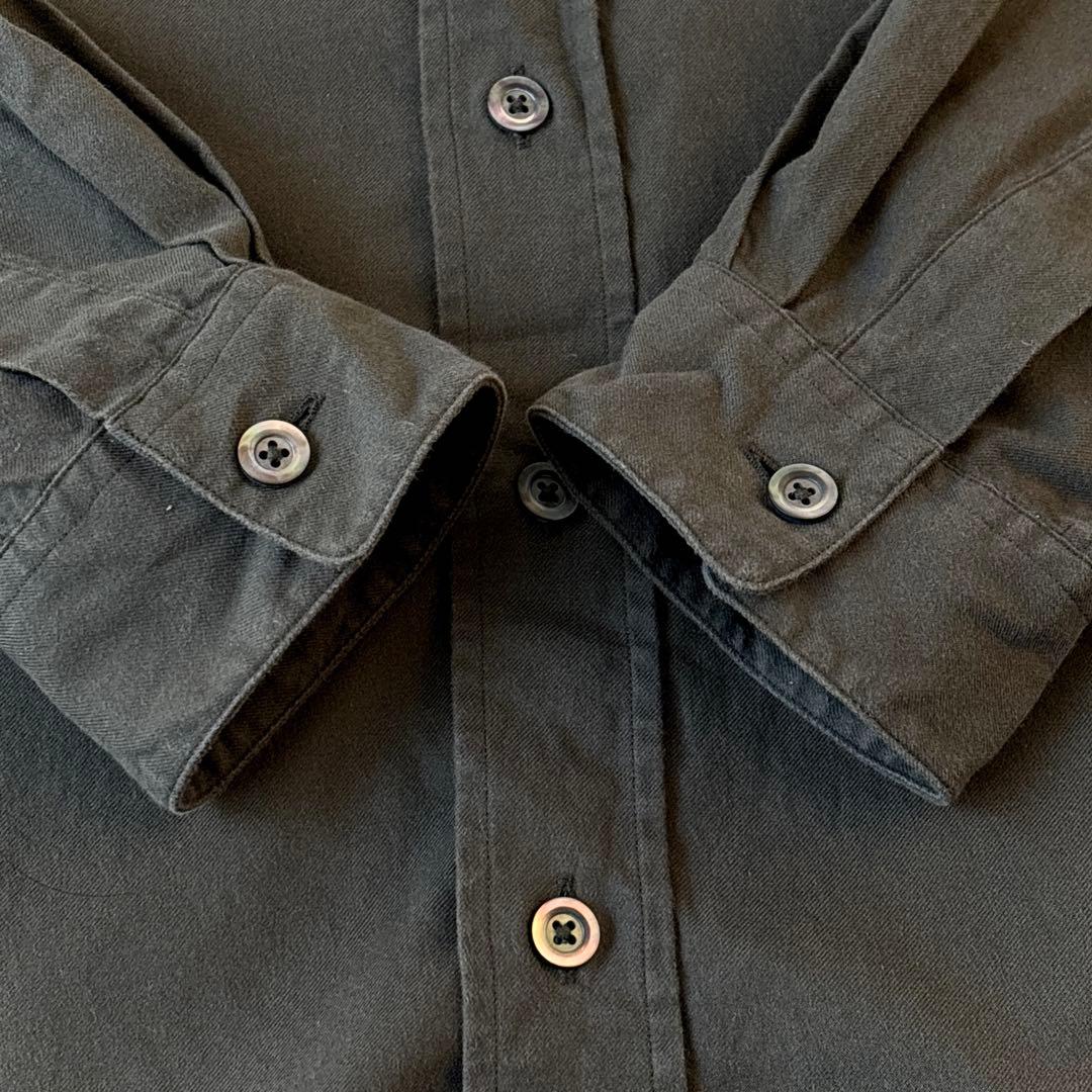 マーガレットハウエル メンズ L 起毛感 コットン バンドカラーシャツ カーキ