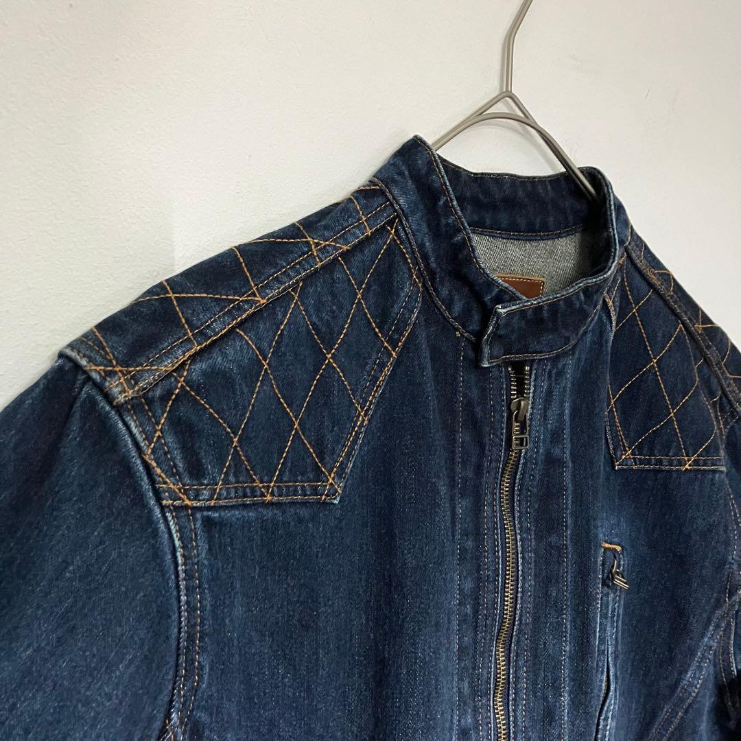 児島ジーンズ デニムジャケット シングルライダースジャケット XLサイズ