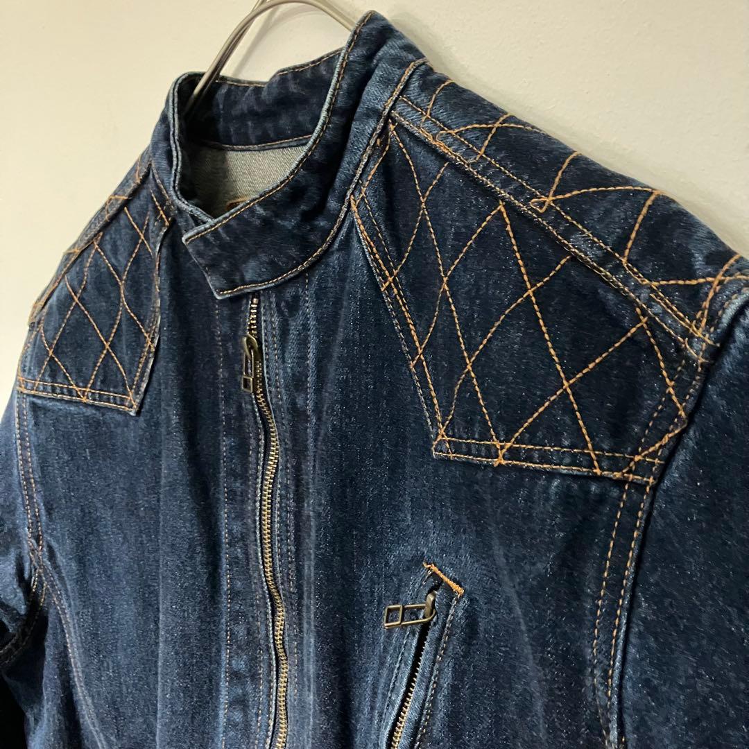 児島ジーンズ デニムジャケット シングルライダースジャケット XLサイズ