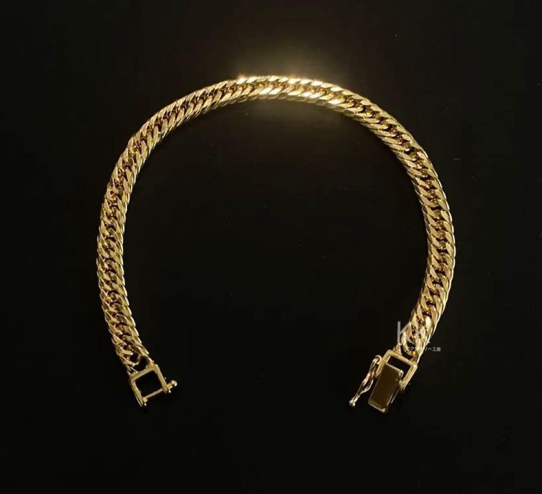 喜平12面トリプル　K18メッキ　中折れ金具　セーフティー付き　喜平ブレスレット