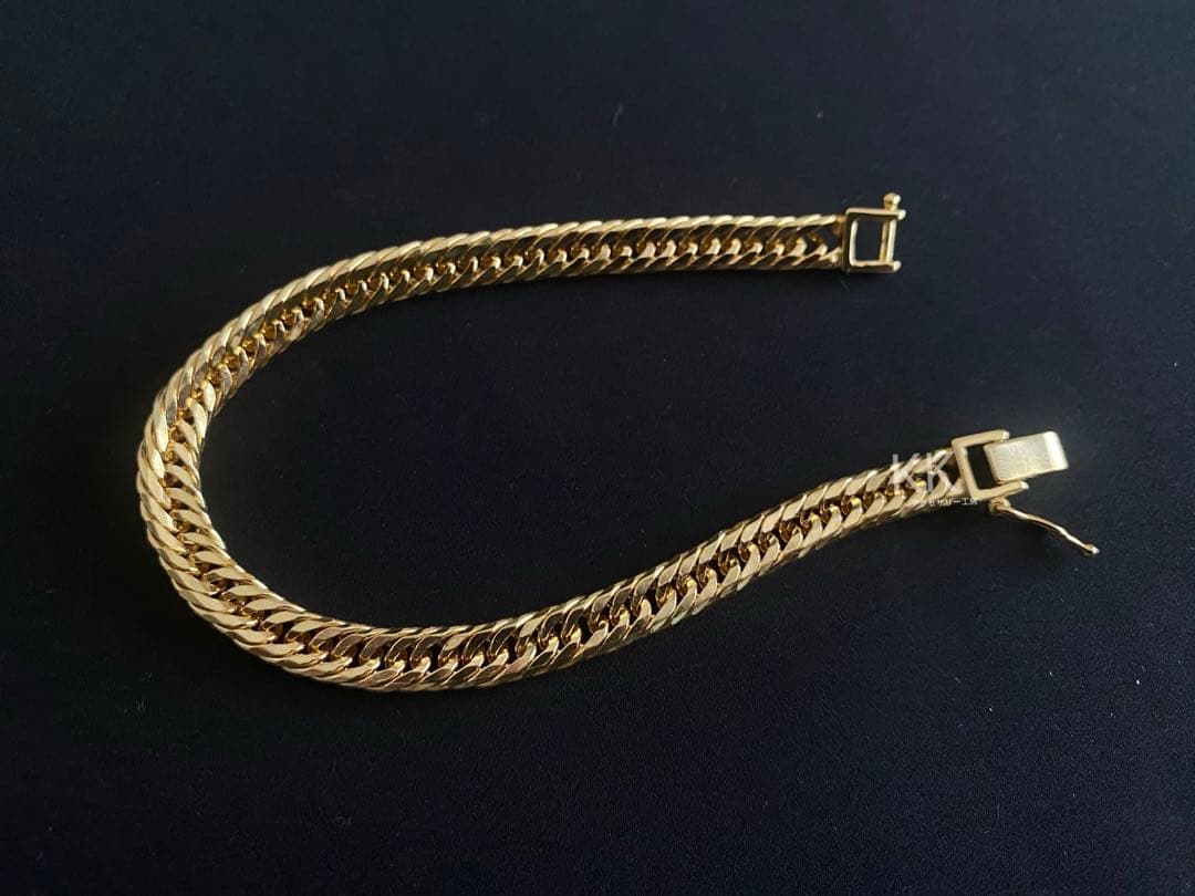 喜平12面トリプル　K18メッキ　中折れ金具　セーフティー付き　喜平ブレスレット