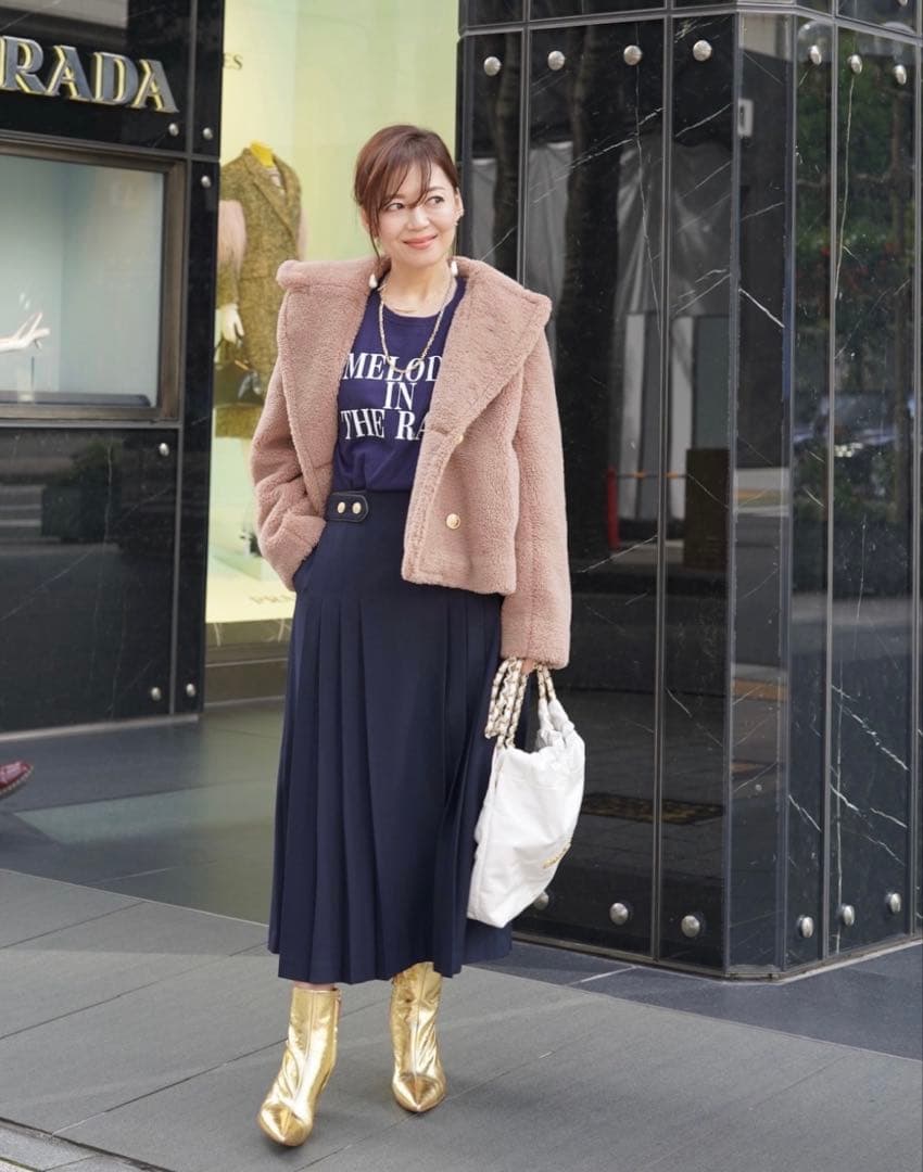 新品　イデアルーチェ　クラシカルスカート　ネイビー　ドルチェ　オブリ　プリーツ