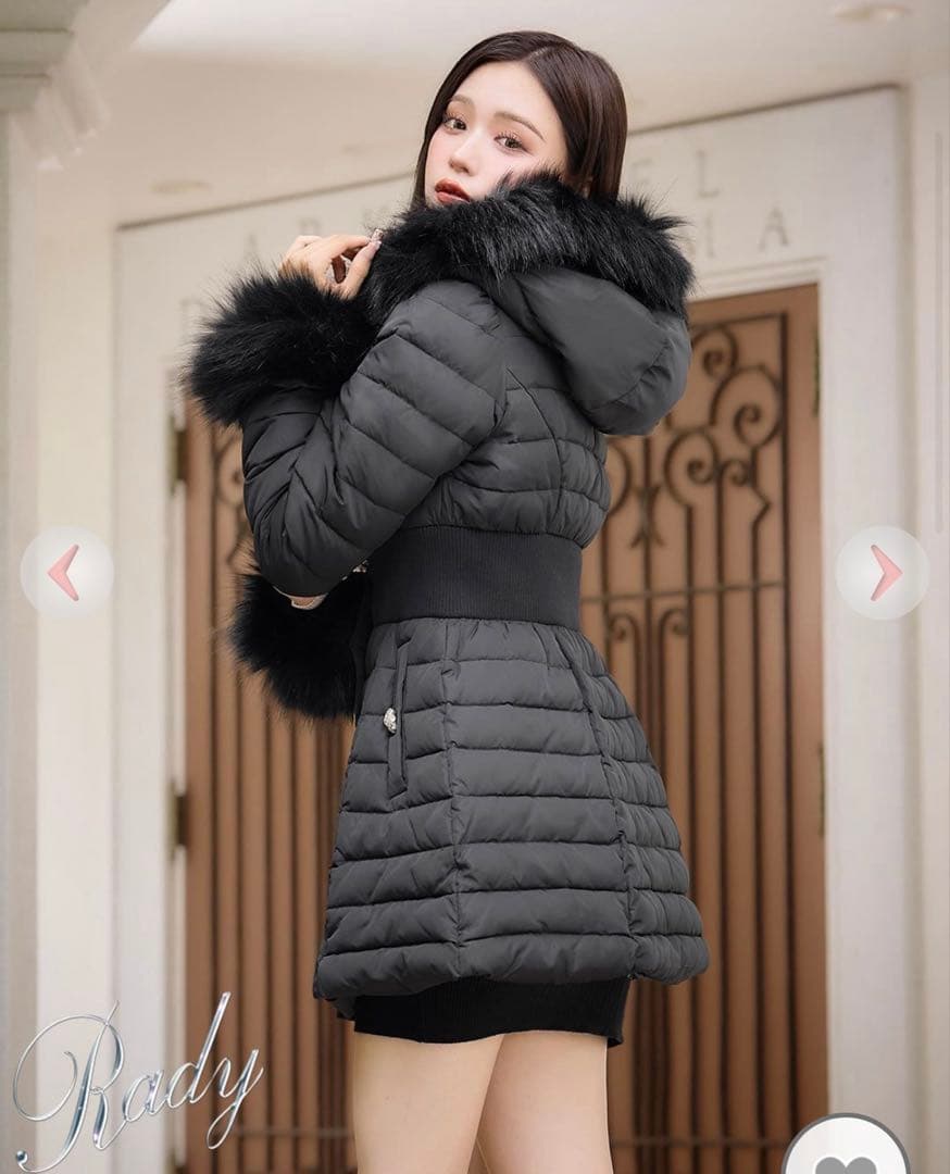 Rady くびれファイバーダウンコート ブラック S