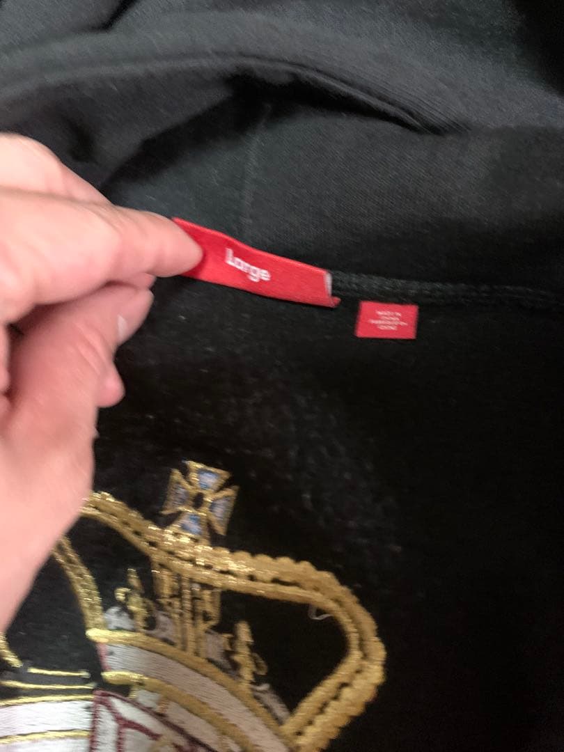 Supreme Crest Zip Up Hooded 黒　BLACK L