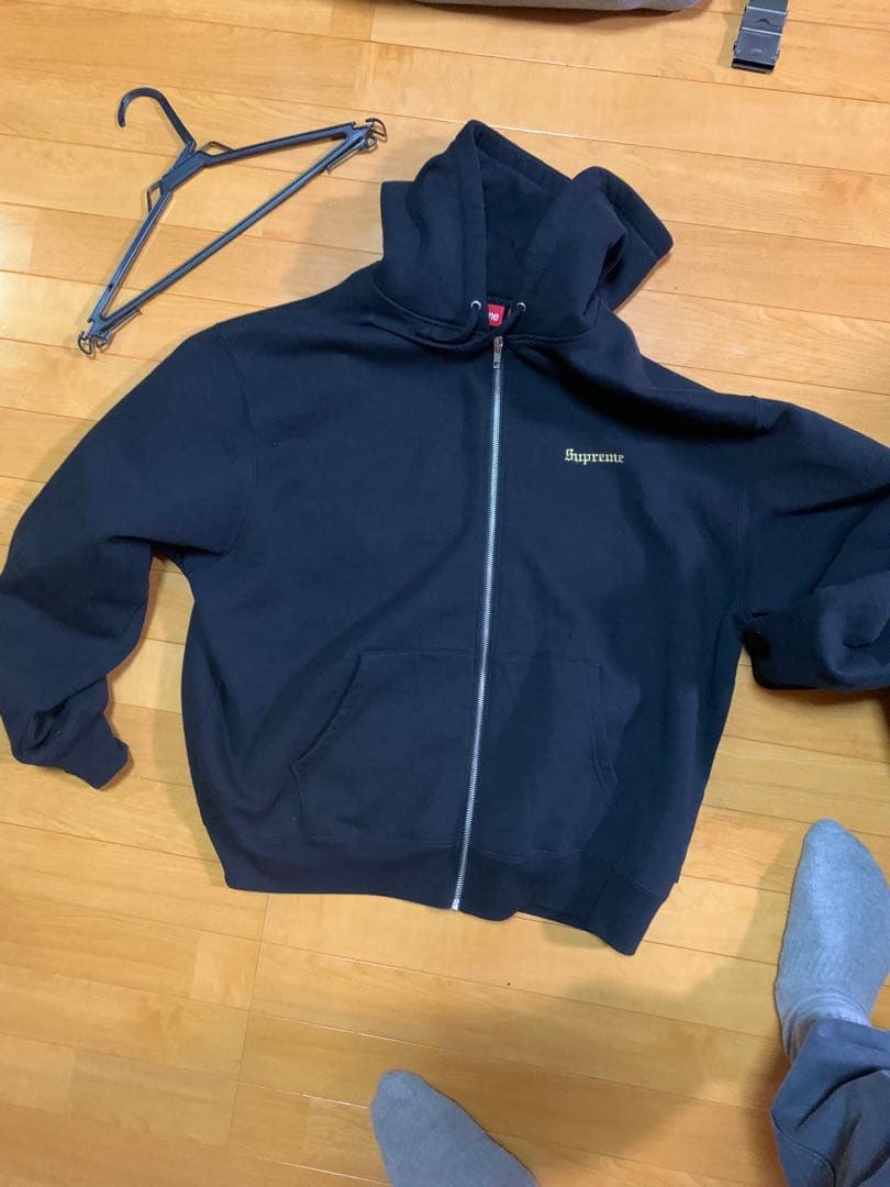 Supreme Crest Zip Up Hooded 黒　BLACK L