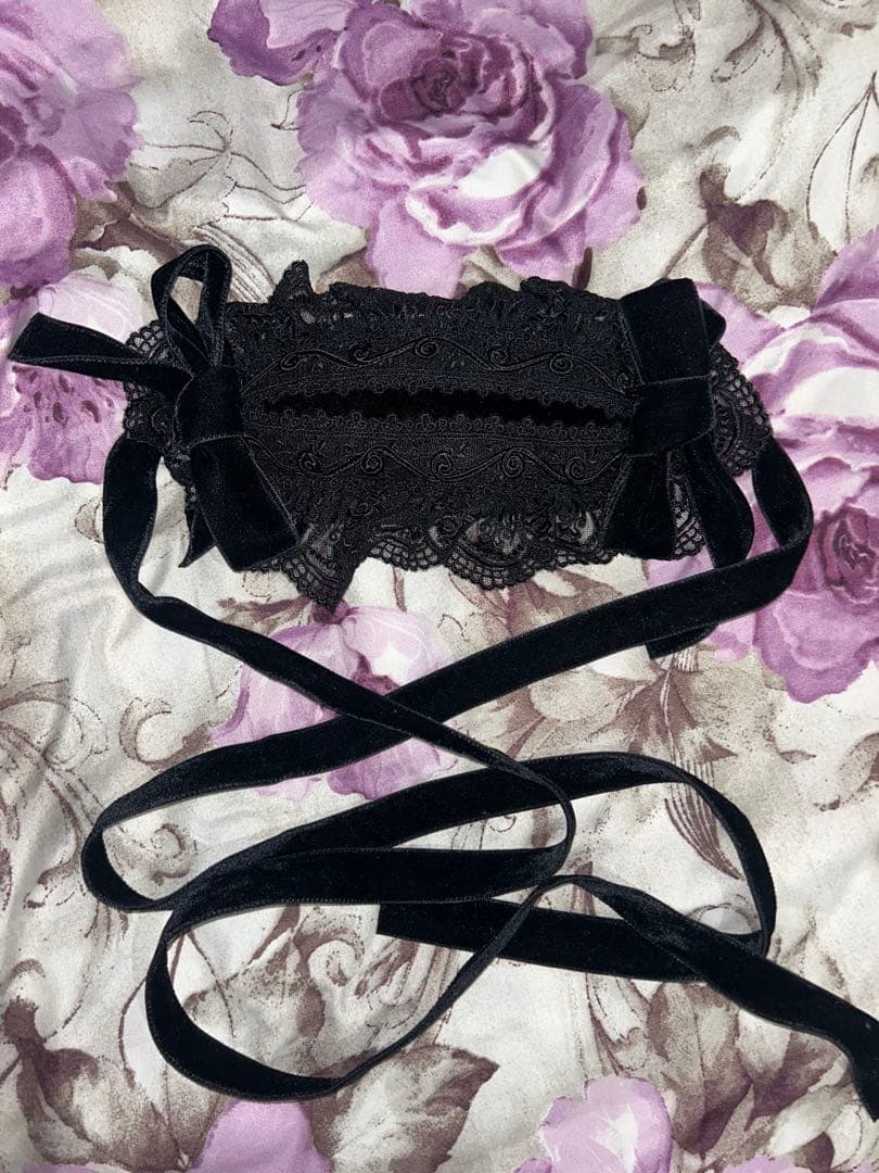 Moi-meme-Moitie 黒 ヘッドドレス ロリィタ フリル レース