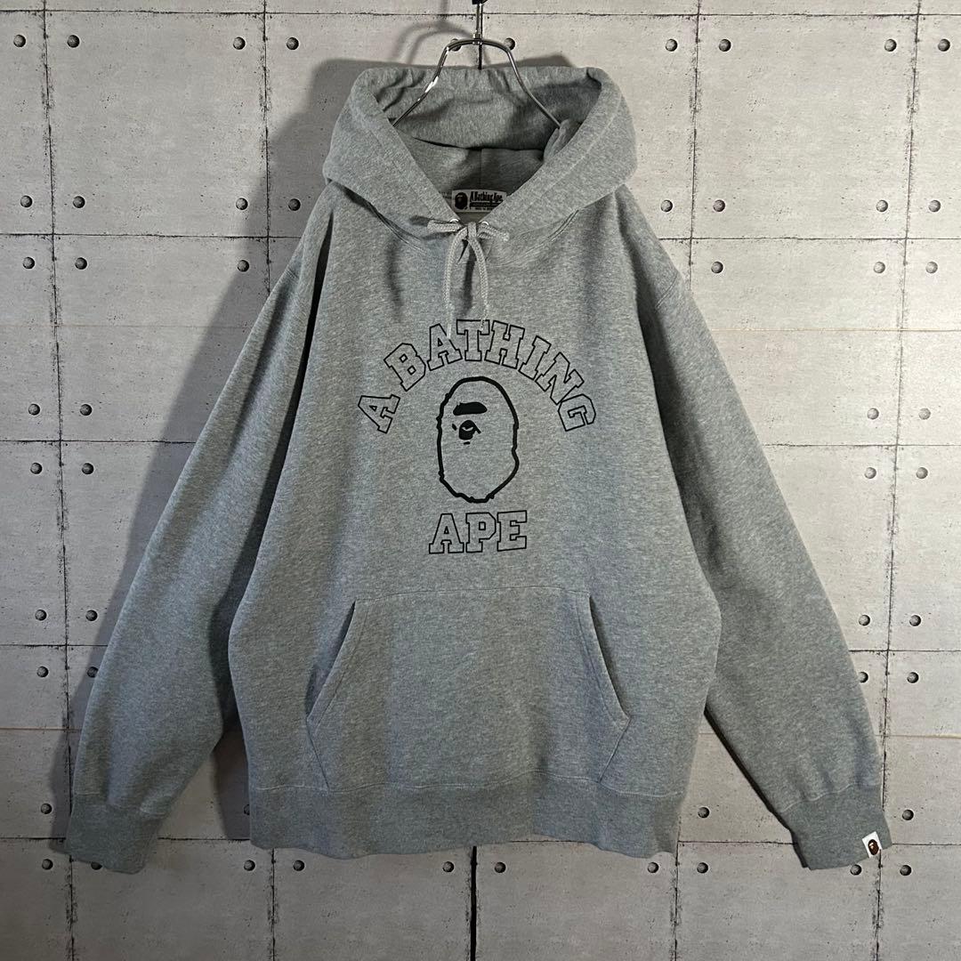 【大人気モデル】アベイシングエイプ☆センタービッグロゴ XL パーカー グレー