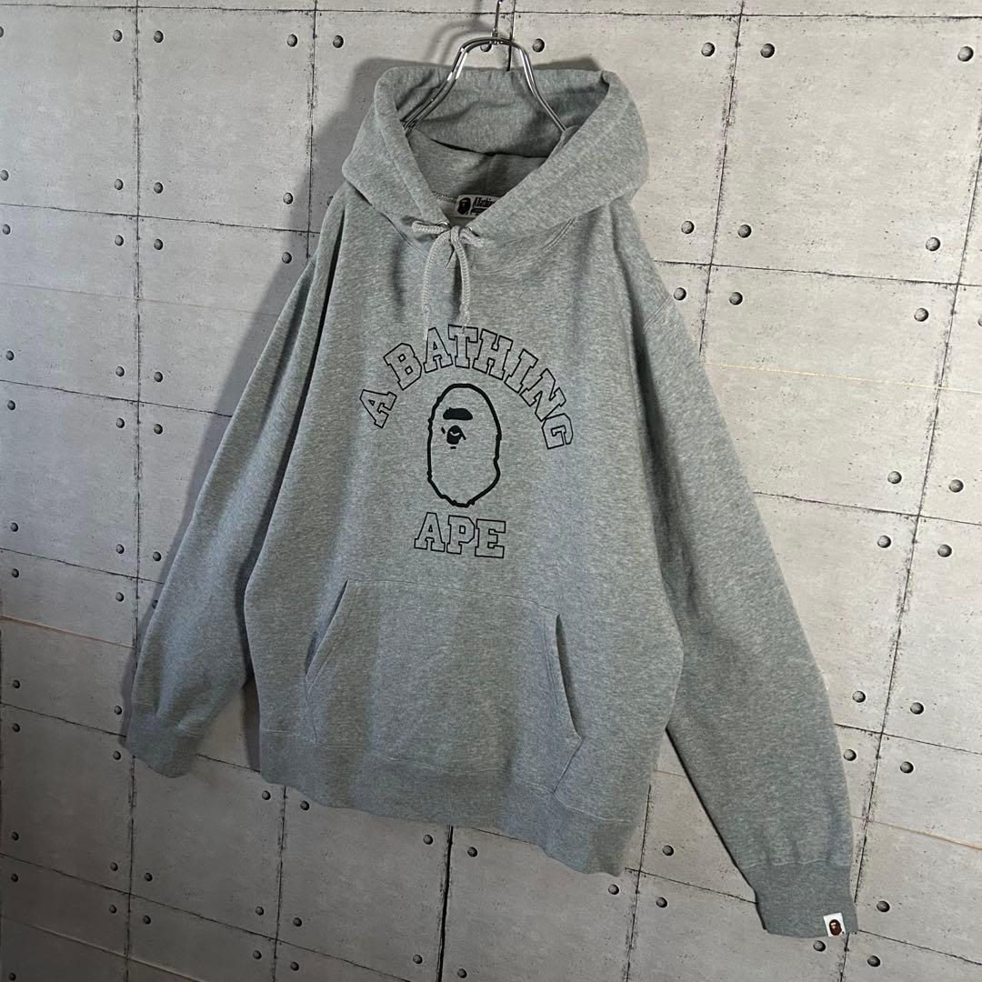【大人気モデル】アベイシングエイプ☆センタービッグロゴ XL パーカー グレー