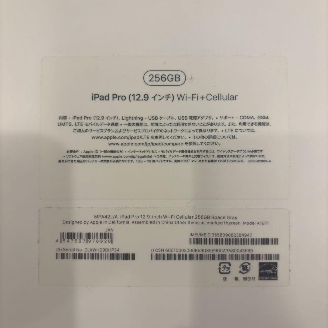 iPad Pro（12.9インチ） Cellular SIM解除済み256GB