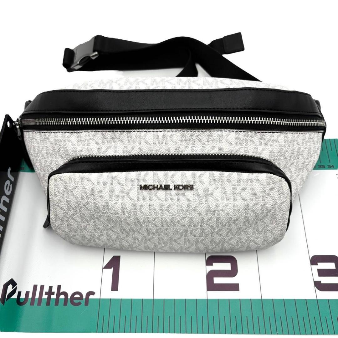 極美品 マイケルコース　クーパー ボディバッグ MK シグネチャー　ホワイト