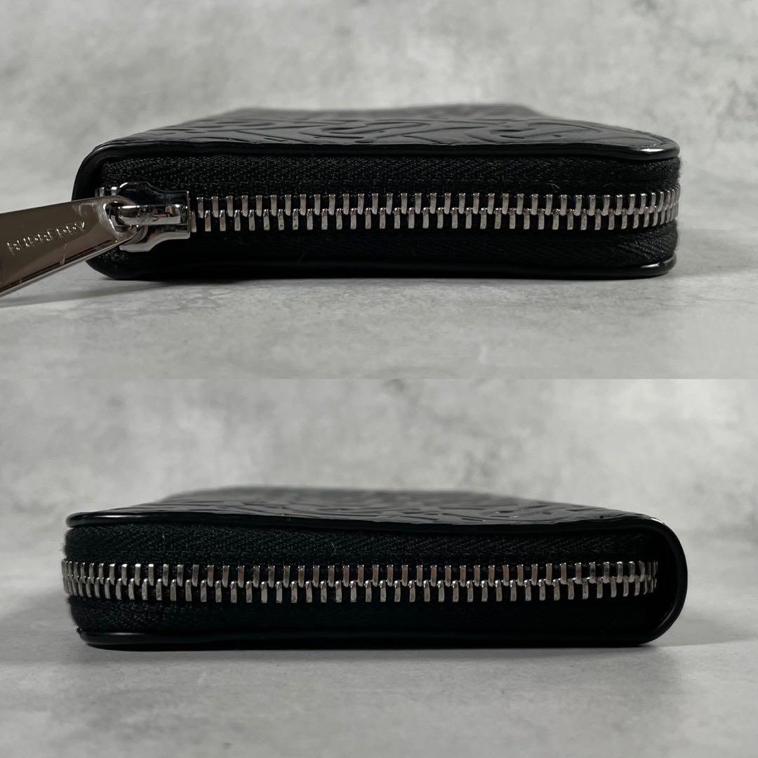 【極美品 保存袋付】バーバリー 長財布 TBロゴ 総柄 レザー 本革 ブラック