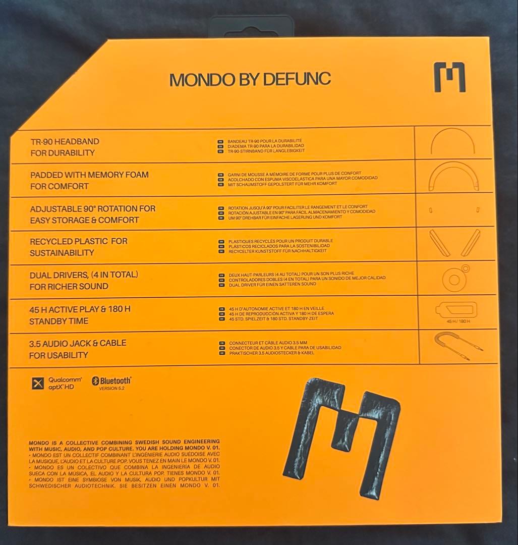 Mondo by Defunc Over-ear ワイヤレスヘッドホン　黒