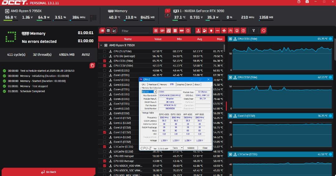 動作確認DDR5 6000Mhz CL36 32GB×2 Fury Beast