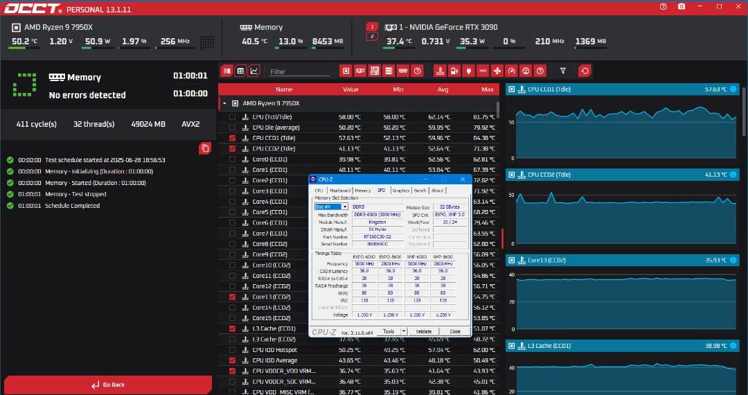 動作確認DDR5 6000Mhz CL36 32GB×2 Fury Beast