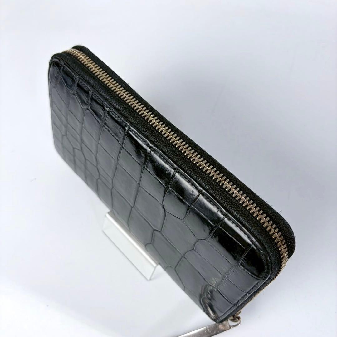 【美品】池田工芸　クロコ　ラウンドファスナー　ロングウォレット　ゴールドパイソン
