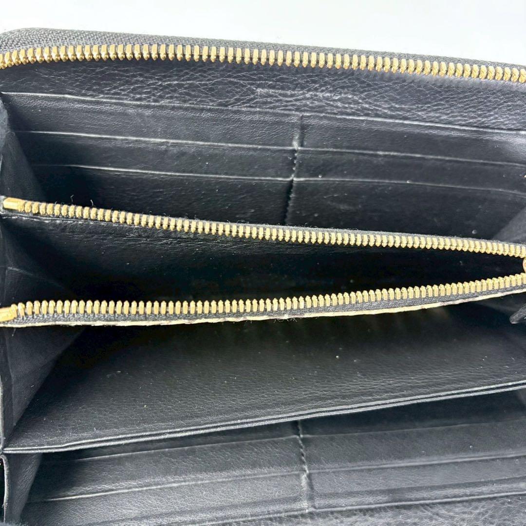 【美品】池田工芸　クロコ　ラウンドファスナー　ロングウォレット　ゴールドパイソン