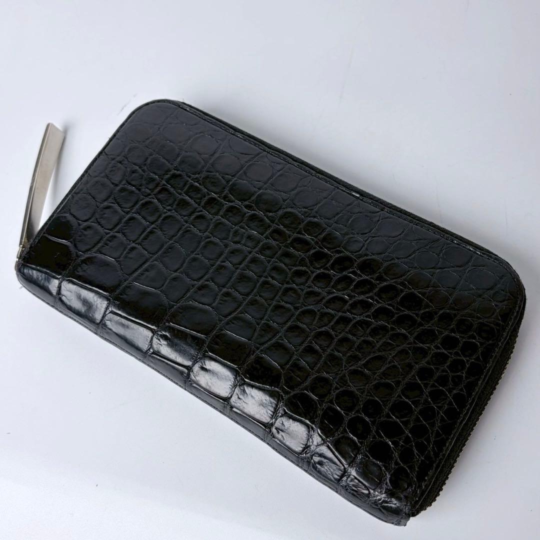 【美品】池田工芸　クロコ　ラウンドファスナー　ロングウォレット　ゴールドパイソン