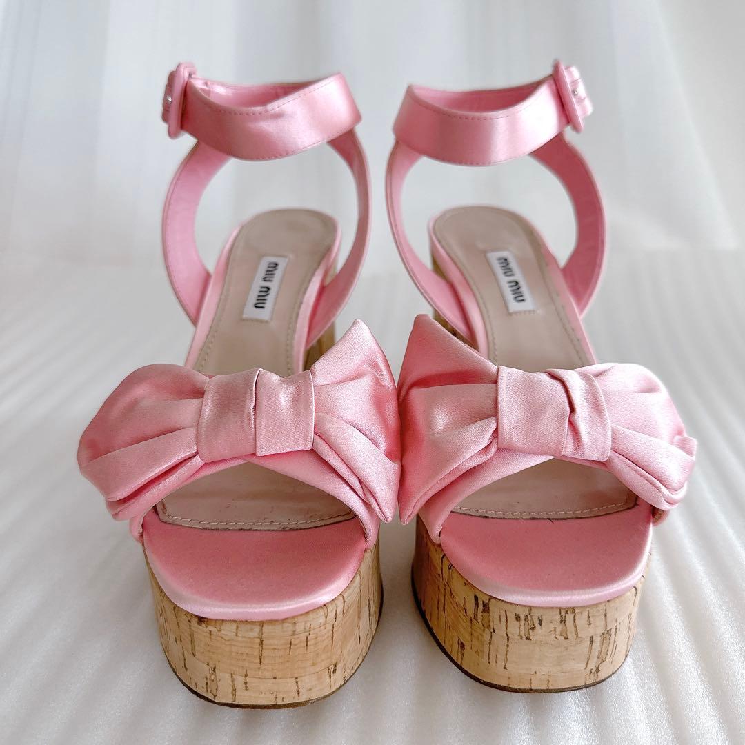 MIUMIU ミュウミュウ　厚底　リボン　サンダル　ハイヒール　一回使用