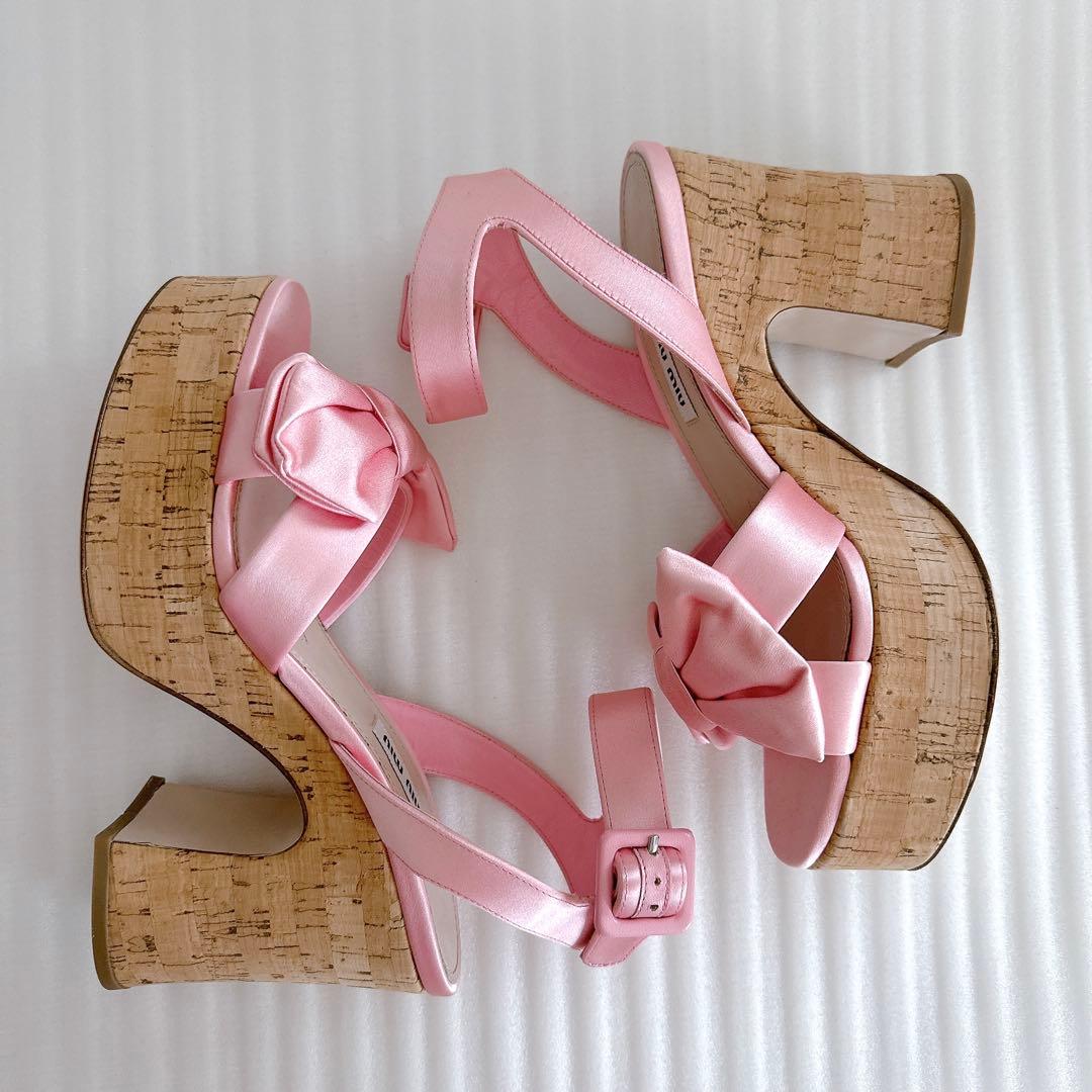 MIUMIU ミュウミュウ　厚底　リボン　サンダル　ハイヒール　一回使用