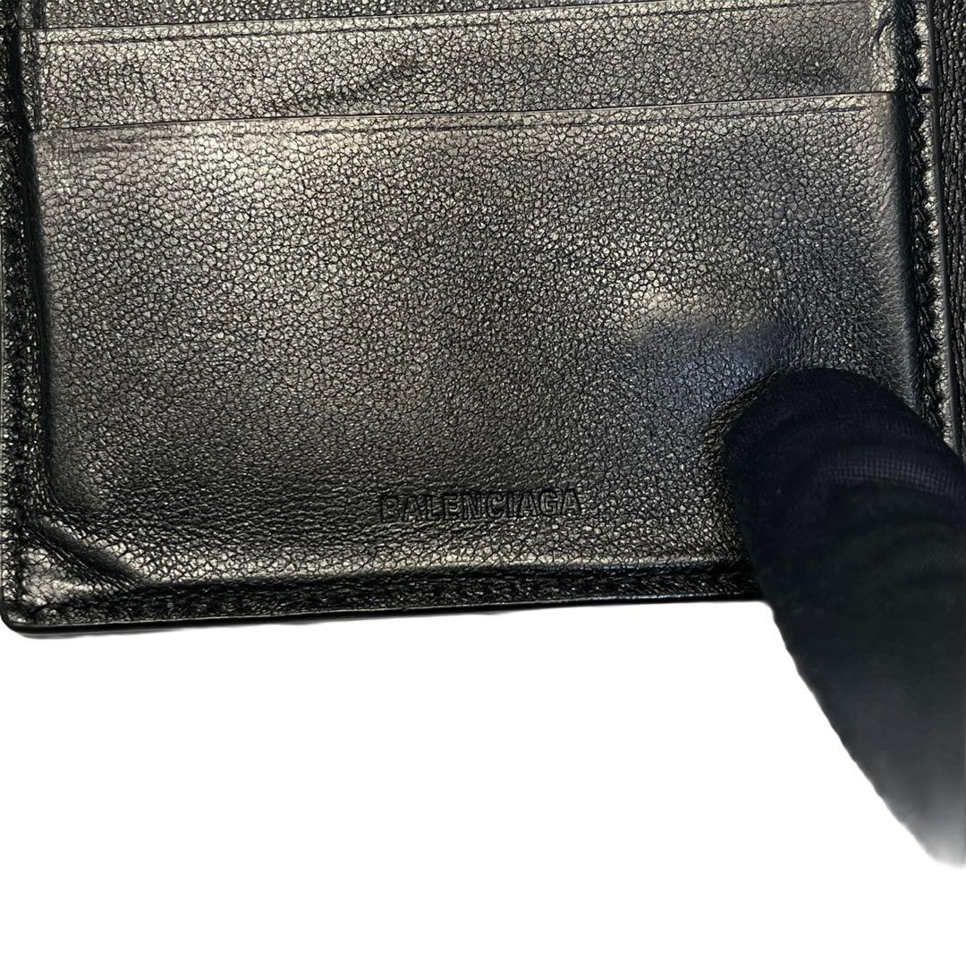 希少✨バレンシアガ マネークリップ 札入れ エブリデイ レザー ロゴ ブラック