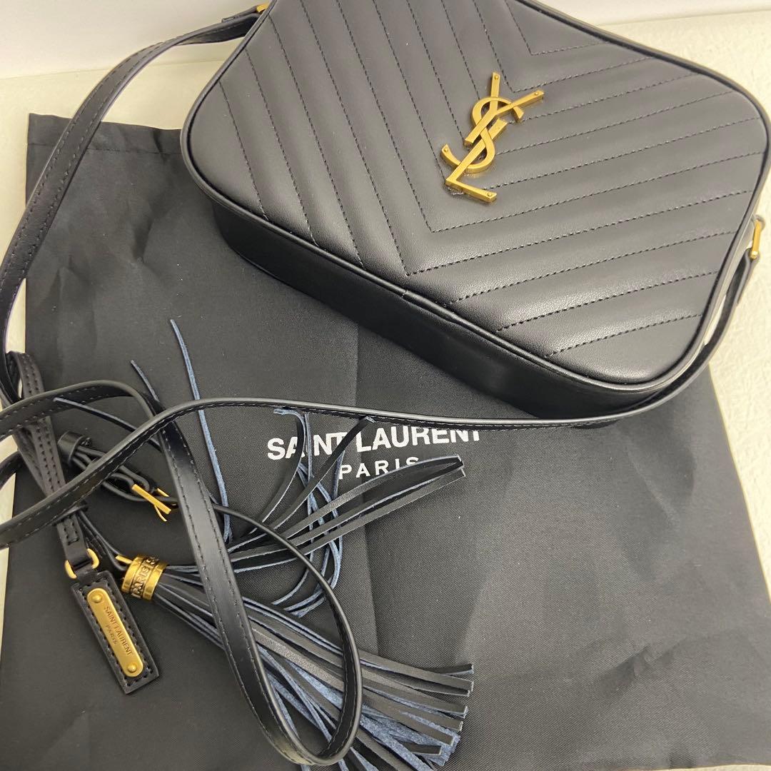 SAINT LAURENTブラック キルティングショルダーバッグ ゴールド