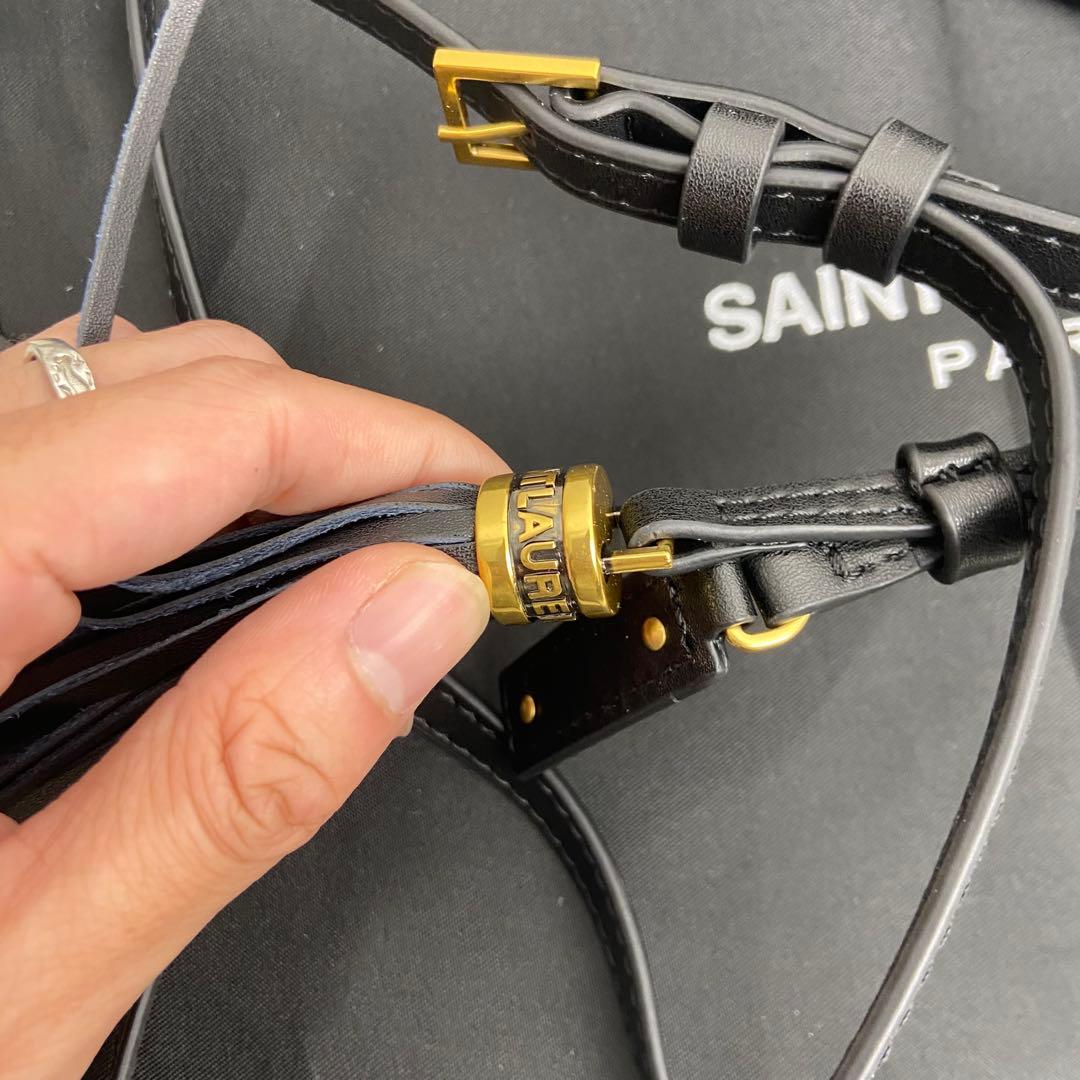 SAINT LAURENTブラック キルティングショルダーバッグ ゴールド