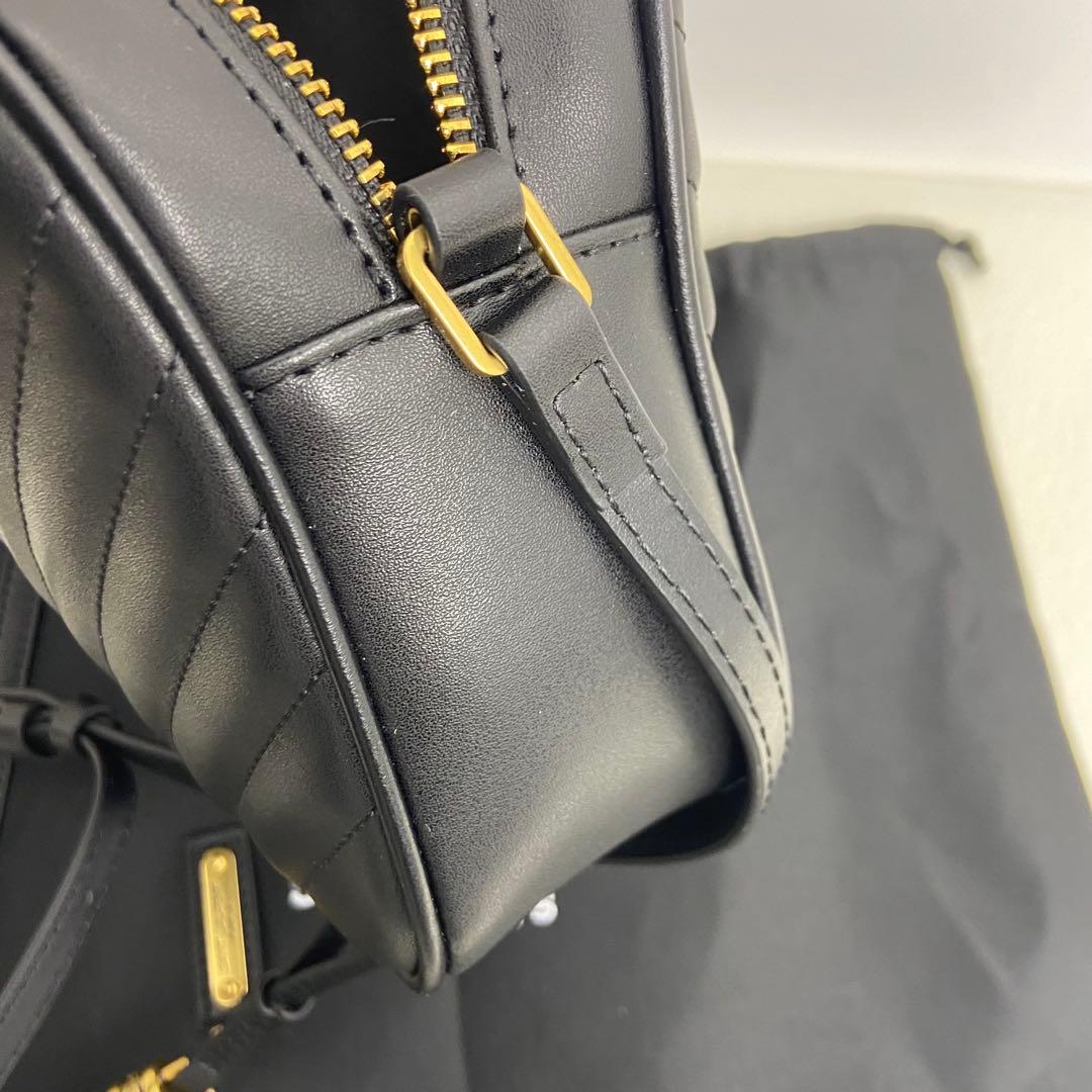 SAINT LAURENTブラック キルティングショルダーバッグ ゴールド